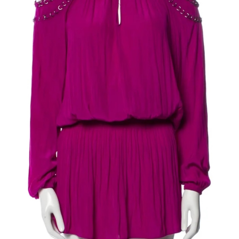 Ramy Brook Fuchsia cold shoulder chain detail mini dress